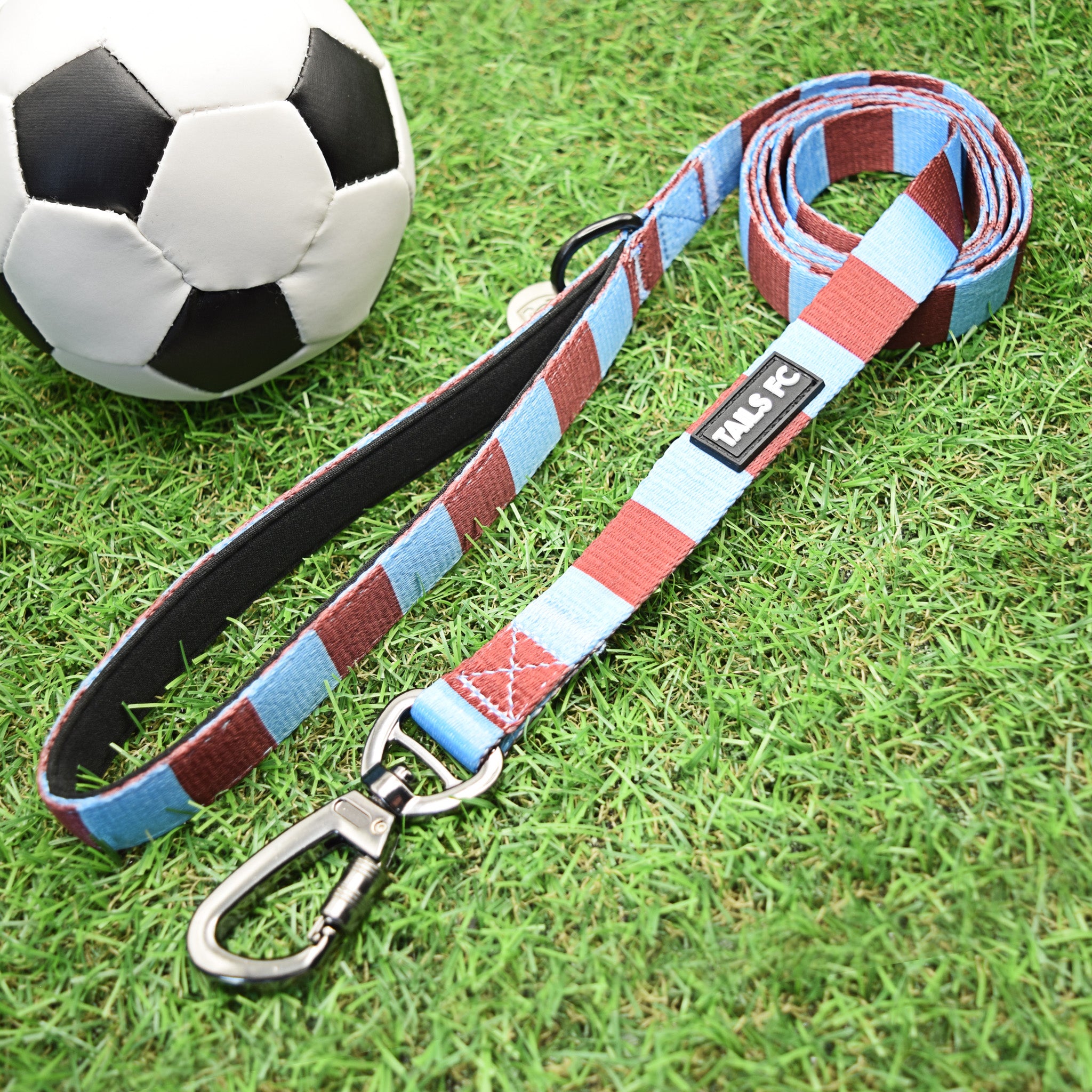 Claret and Blue Pet Lead - Claret & Blue Stripe Football Pet Lead