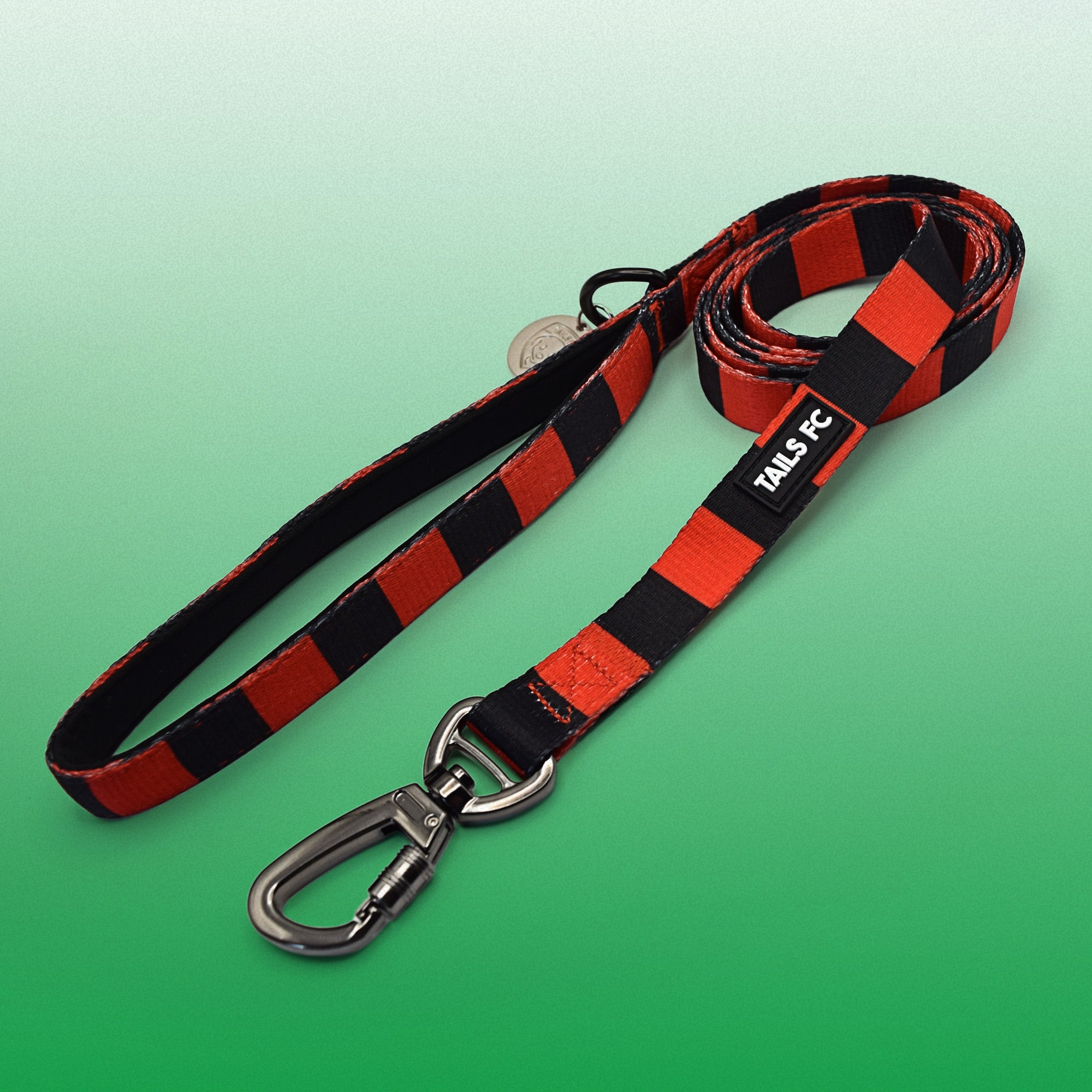 Red and Black Pet Lead - Red & Black Stripe Football Pet Lead