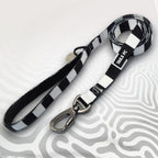 Fulham black and white striped dog lead.