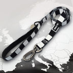 Juventus Black and white stripe dog lead with 'TAILS FC' logo