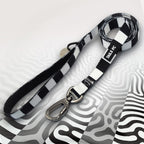 St Mirren Black and white stripe dog lead with 'TAILS FC' logo