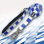 Millwall Blue and white stripe dog lead with 'TAILS FC' logo