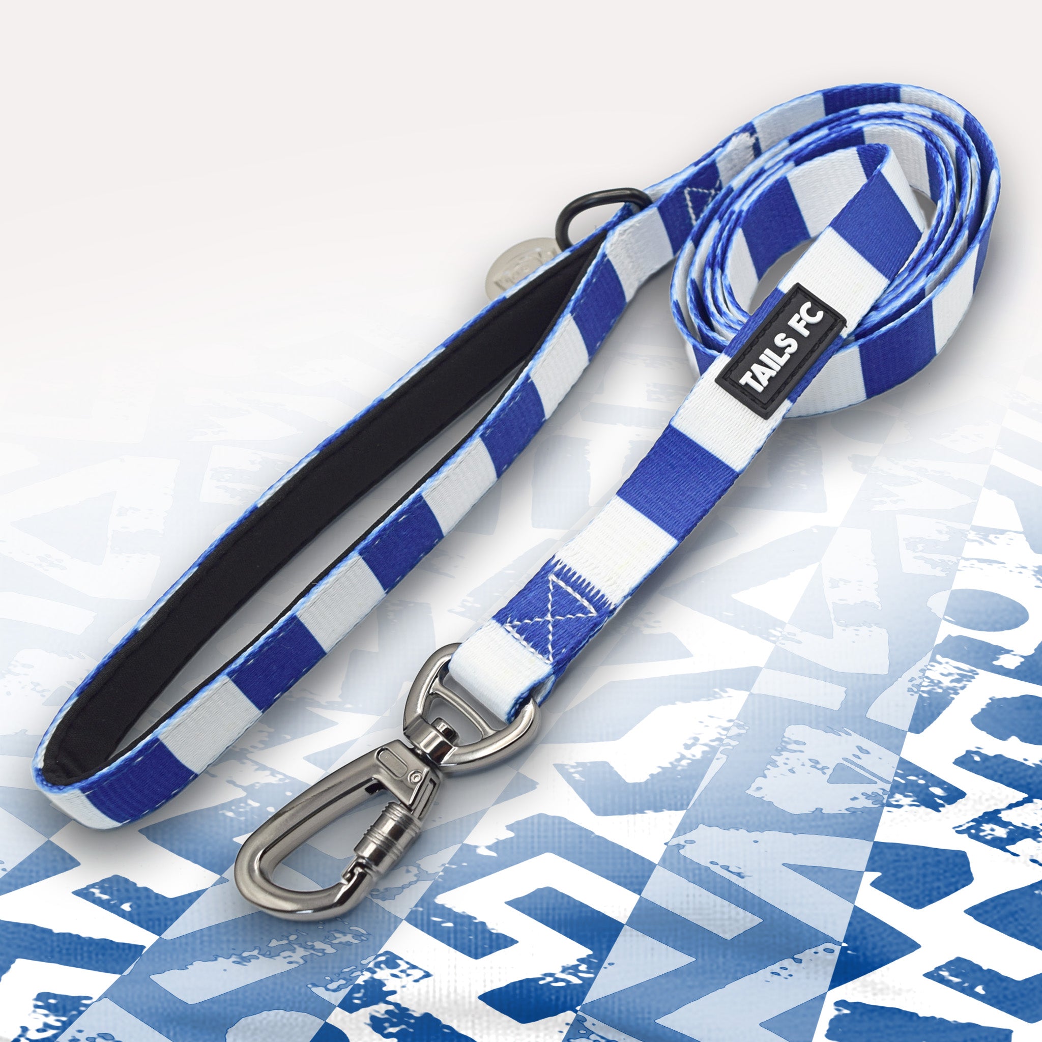 Sheffield Wednesday Blue and white stripe dog lead with 'TAILS FC' logo