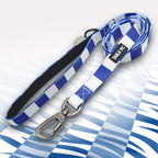 West Brom Blue and white stripe dog lead with 'TAILS FC' logo
