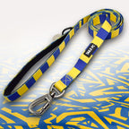 Leeds blue and yellow striped dog lead.