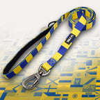 Sweden Blue and yellow stripe dog lead with 'TAILS FC' logo