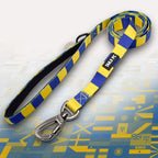 Ukraine Blue and yellow stripe dog lead with 'TAILS FC' logo