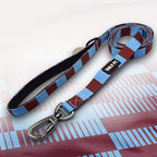West Ham claret and blue striped dog lead.