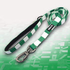 Northern Ireland Green and white stripe dog lead with 'TAILS FC' logo