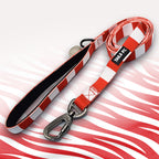 Arsenal red and white striped dog lead.