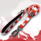 Bayern Munich Red and white stripe dog lead with 'TAILS FC' logo