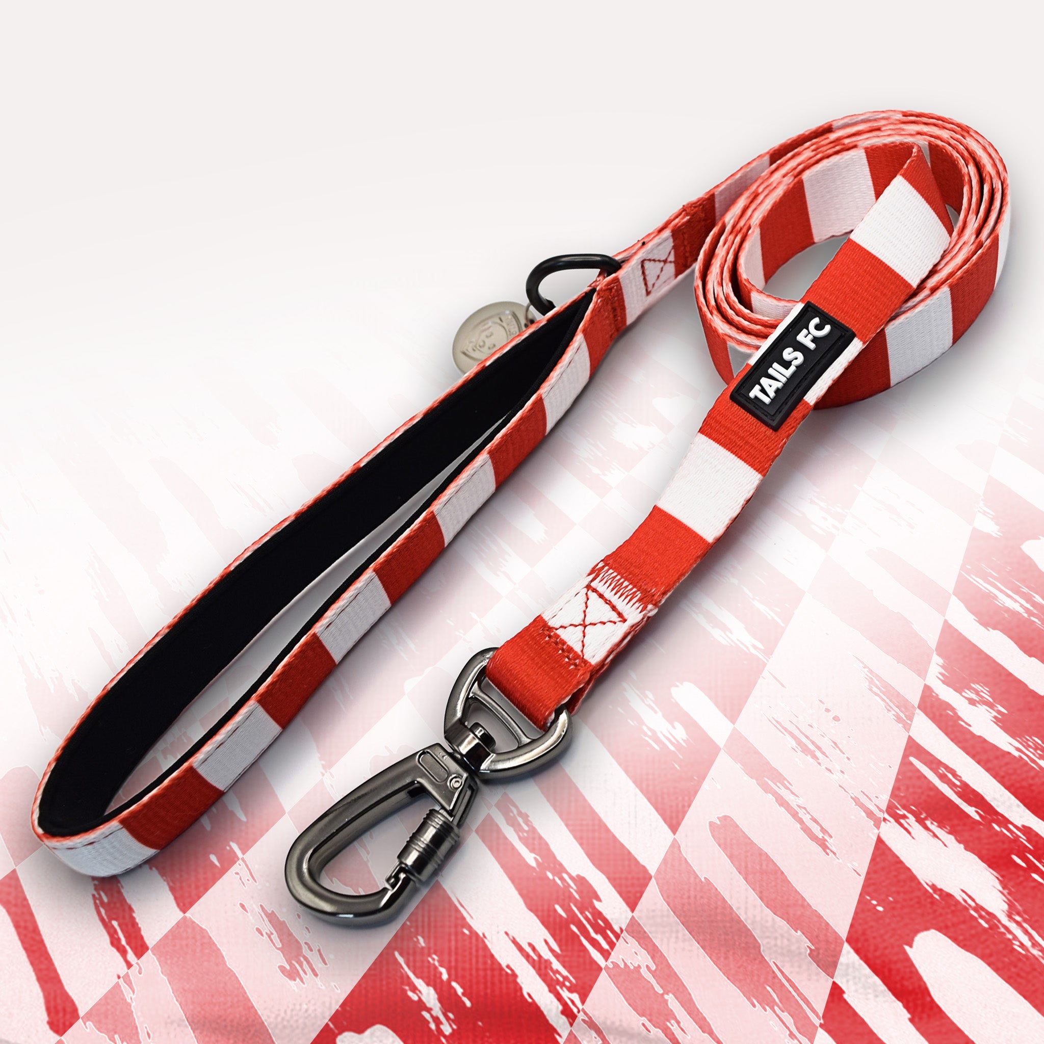 Bristol City Red and white stripe dog lead with 'TAILS FC' logo
