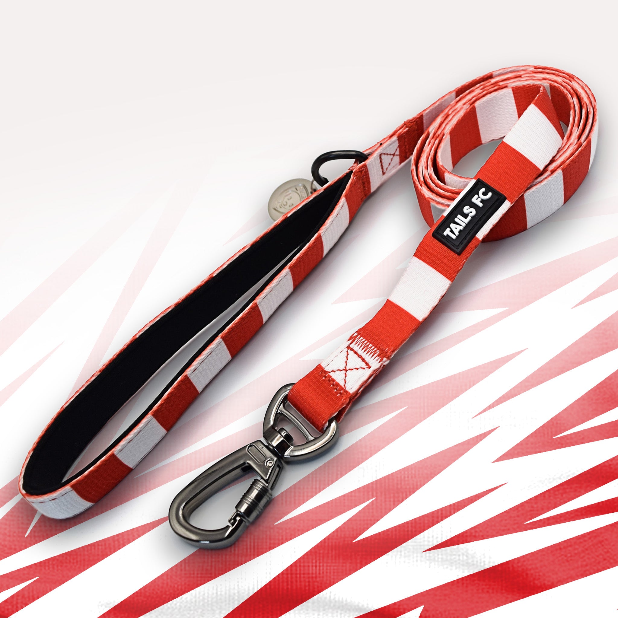 Liverpool red and white striped dog lead.
