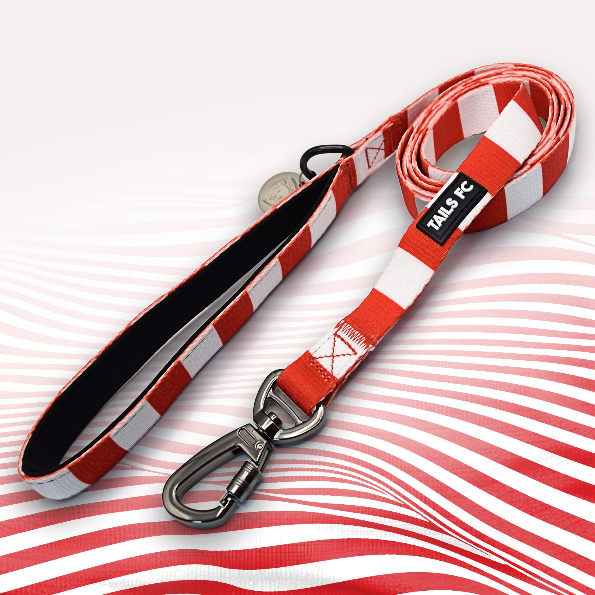 Nottingham Forest red and white striped dog lead.