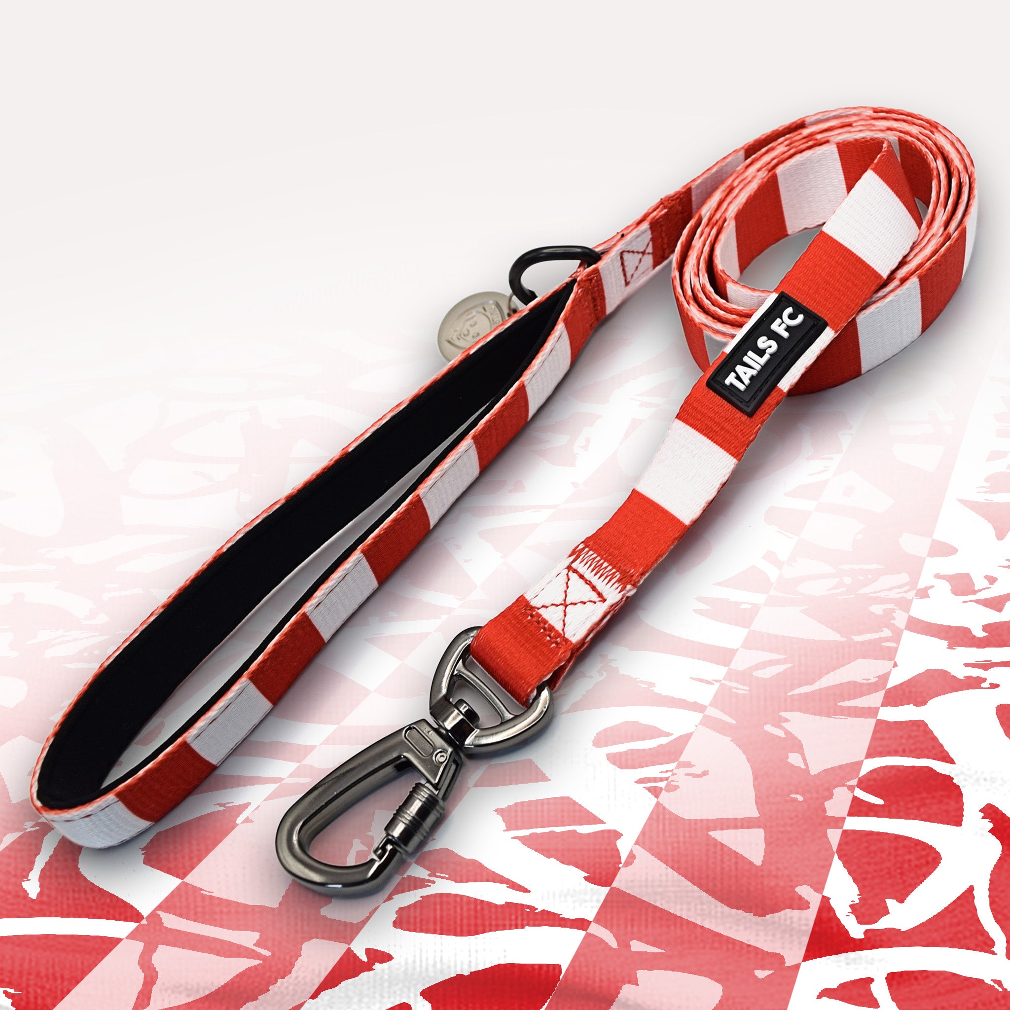 Sheffield United Red and white stripe dog lead with 'TAILS FC' logo