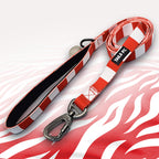 Sunderland red and white striped dog lead.