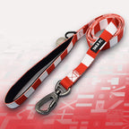 Wales Red and white stripe dog lead with 'TAILS FC' logo