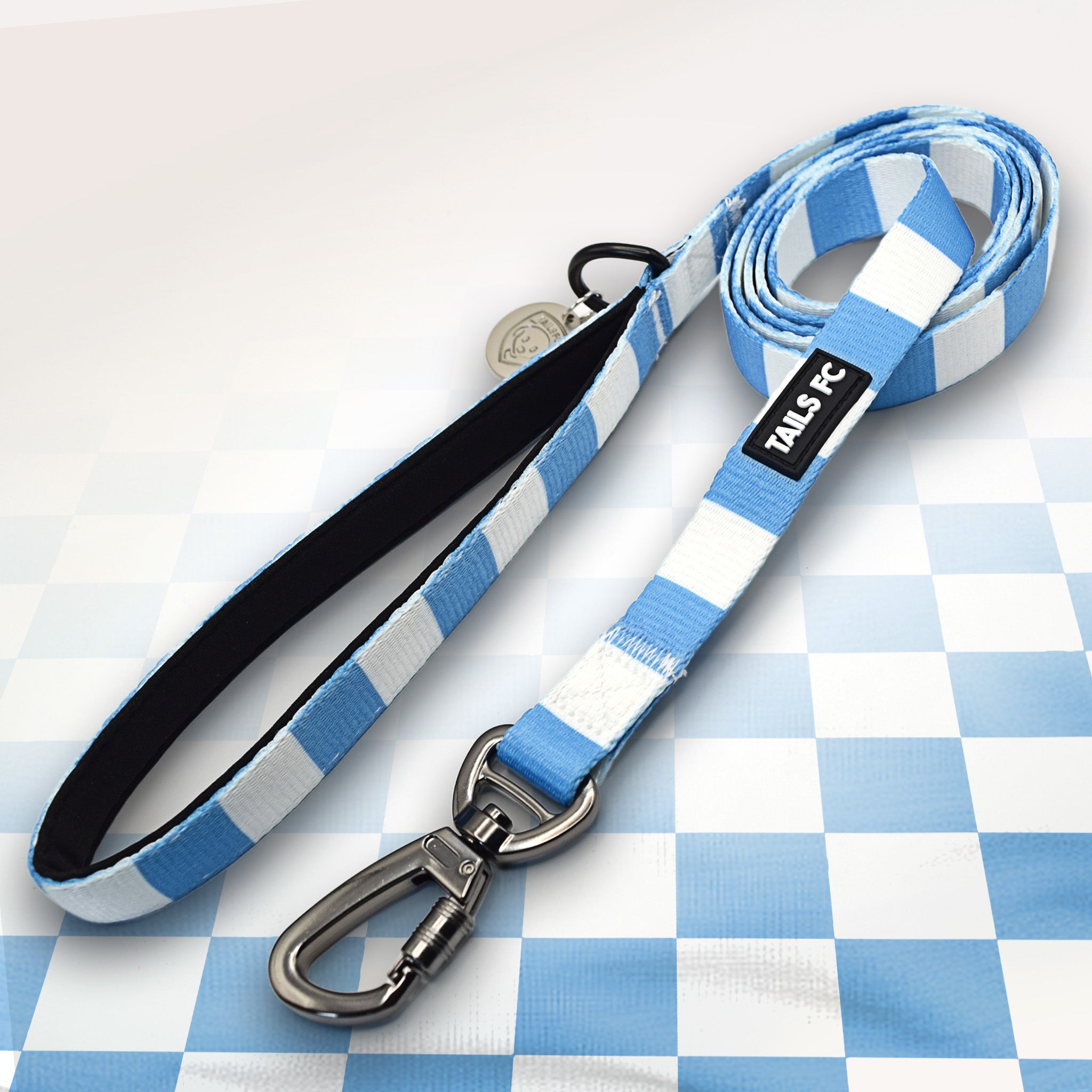 Man City sky blue and white striped dog lead.