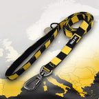 Borussia Dortmund Yellow and black stripe dog lead with 'TAILS FC' logo