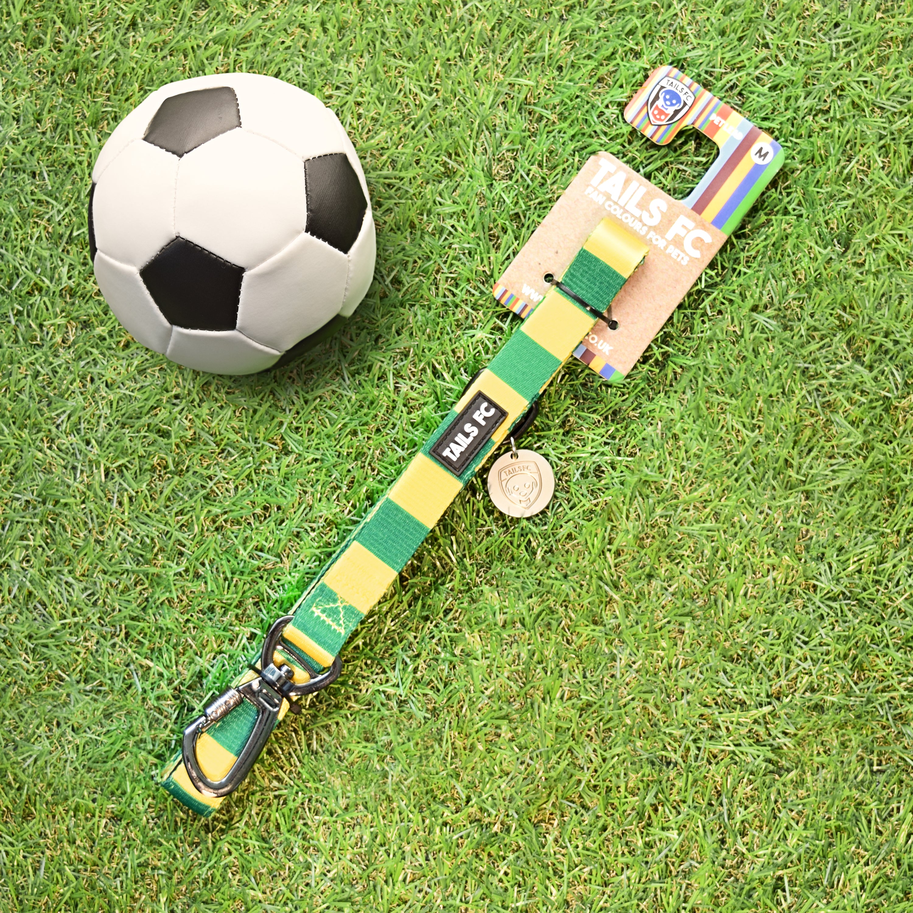 Yellow and Green Pet Lead - Yellow & Green Stripe Football Pet Lead