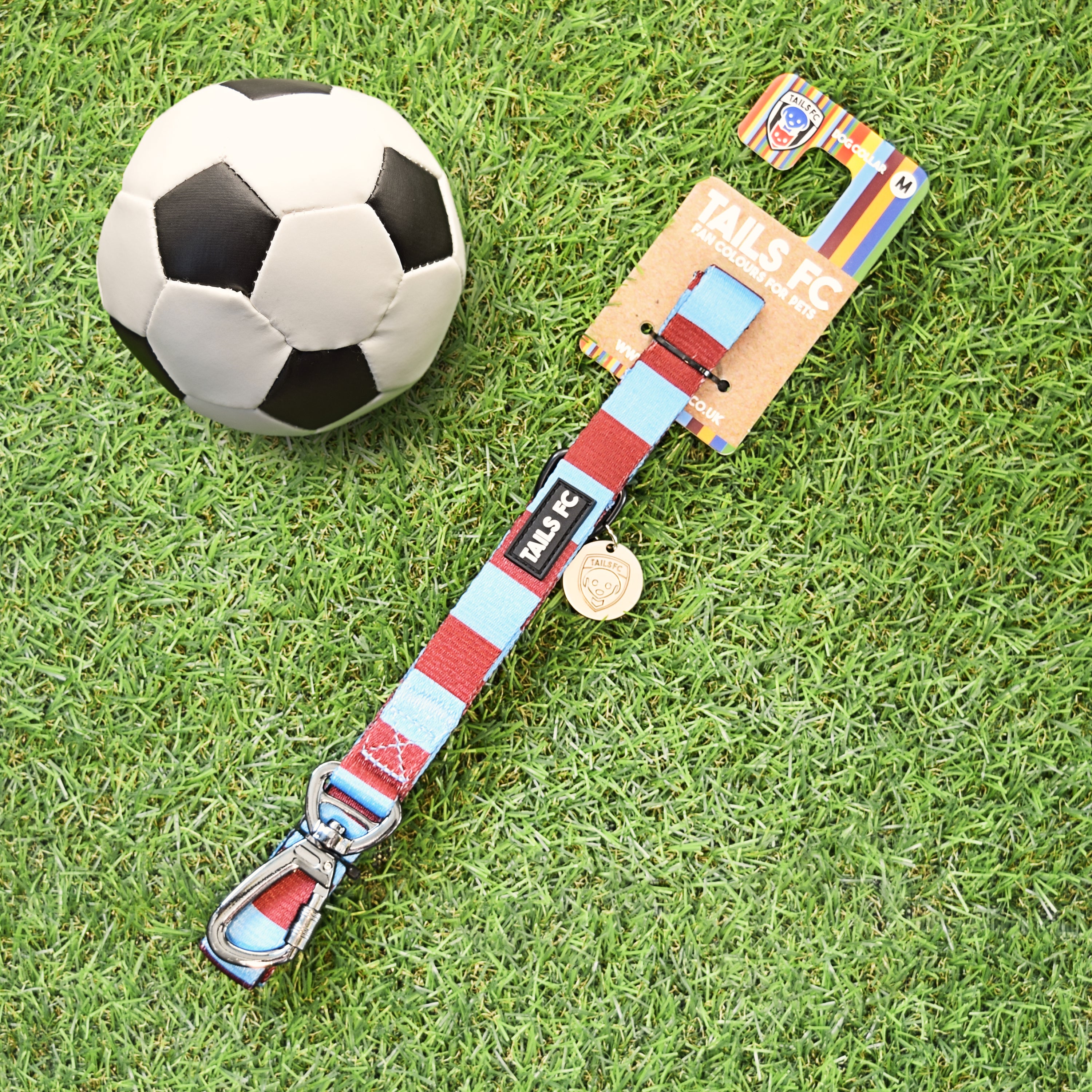 Claret and Blue Pet Lead - Claret & Blue Stripe Football Pet Lead