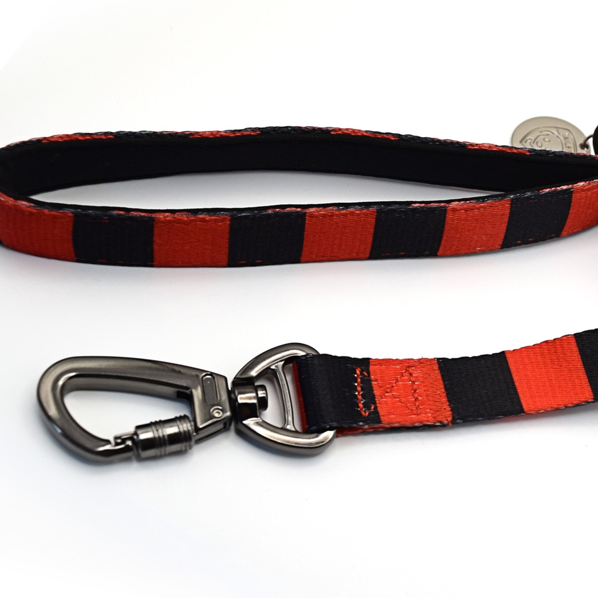 Red and Black Pet Lead - Red & Black Stripe Football Pet Lead