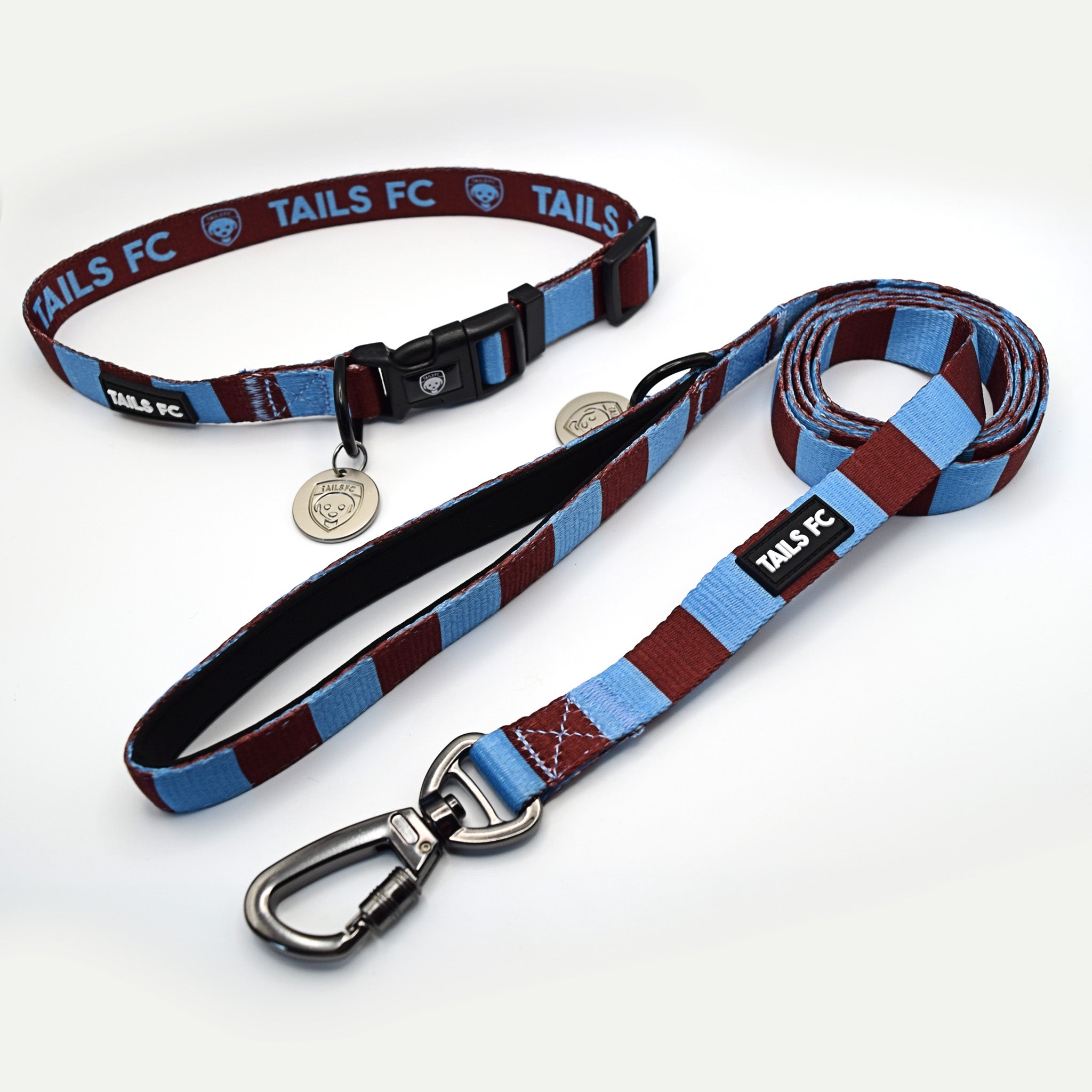 Claret and Blue Pet Lead - Claret & Blue Stripe Football Pet Lead