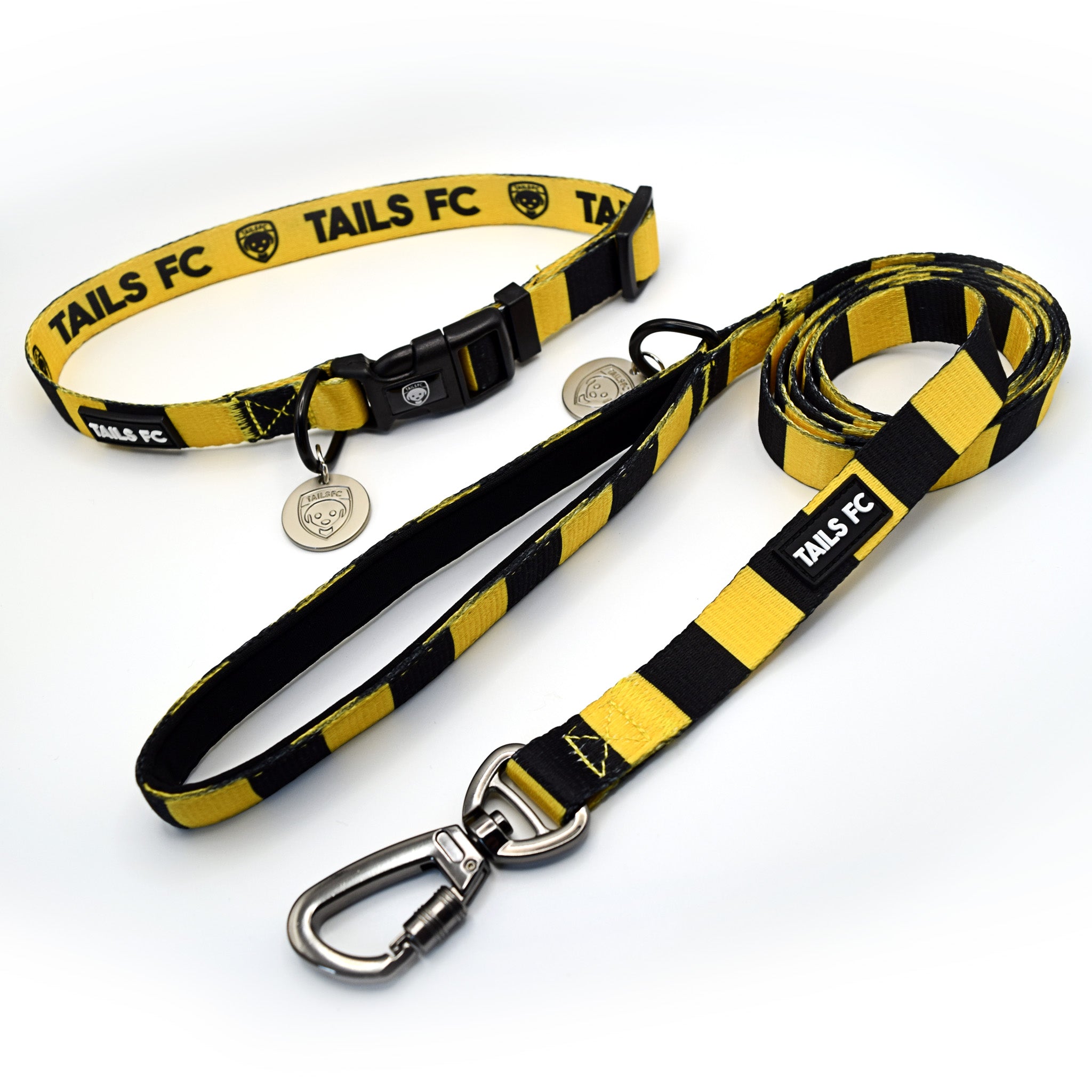Yellow and Black Pet Lead - Yellow & Black Stripe Football Pet Lead