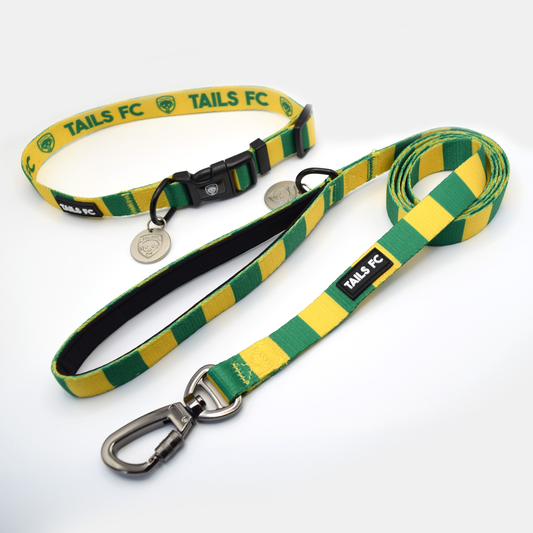 Yellow and Green Pet Lead - Yellow & Green Stripe Football Pet Lead