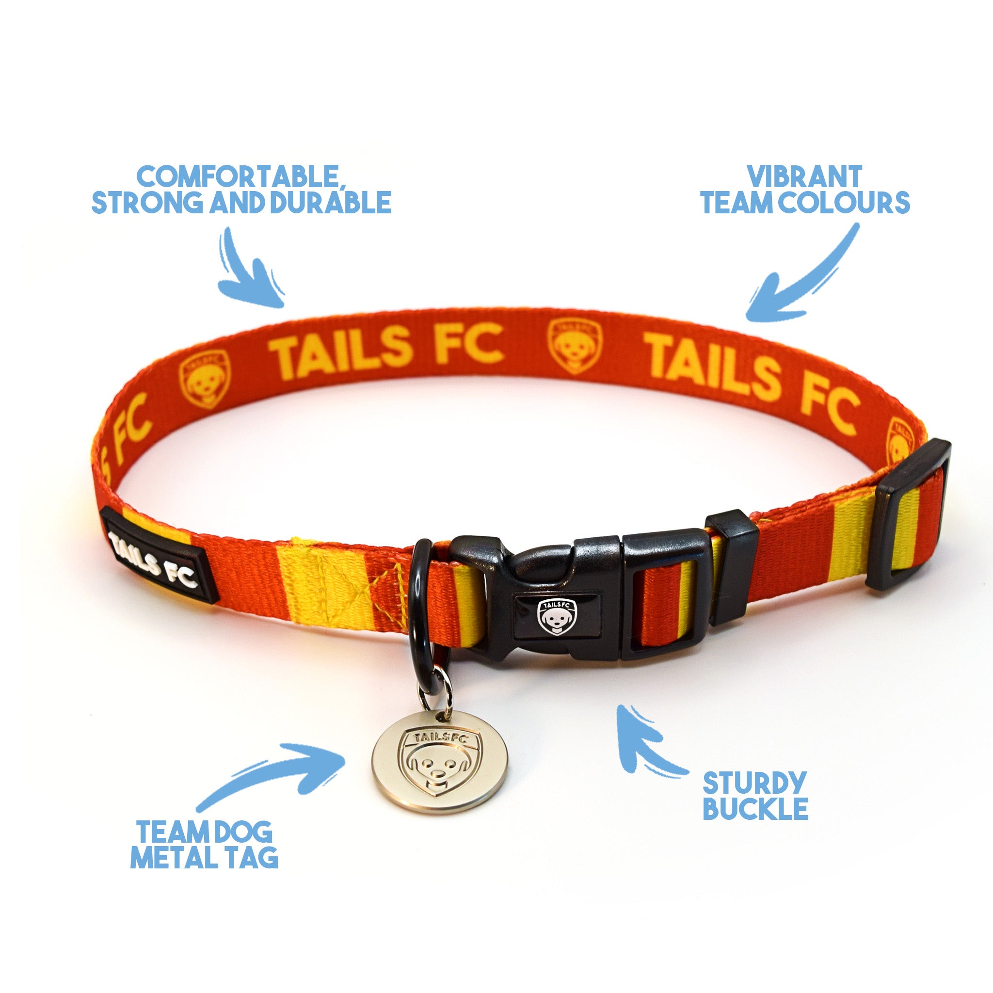 Red and Yellow Dog Set - Red & Yellow Stripe Football Dog Collar and Leash Set