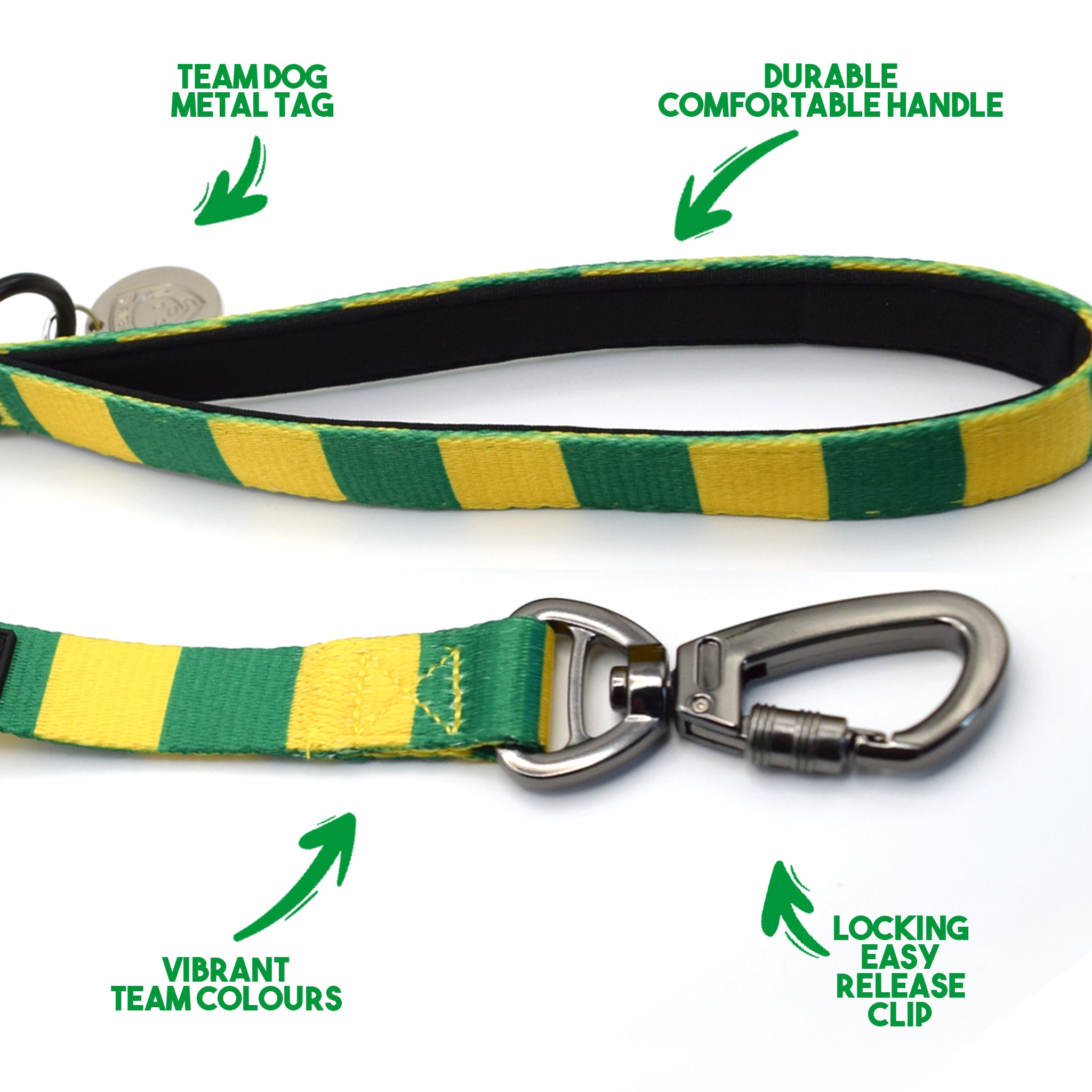 Yellow and Green Dog Set - Yellow & Green Stripe Football Dog Collar and Leash Set