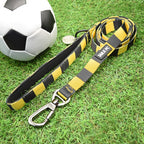Yellow and Black Dog Set - Yellow & Black Stripe Football Dog Collar and Leash Set