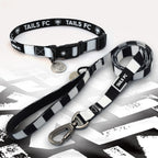 Newcastle black and white dog collar and leash.