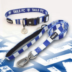 Chelsea blue and white dog collar and leash.