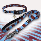 Burnley claret and blue dog collar and leash.