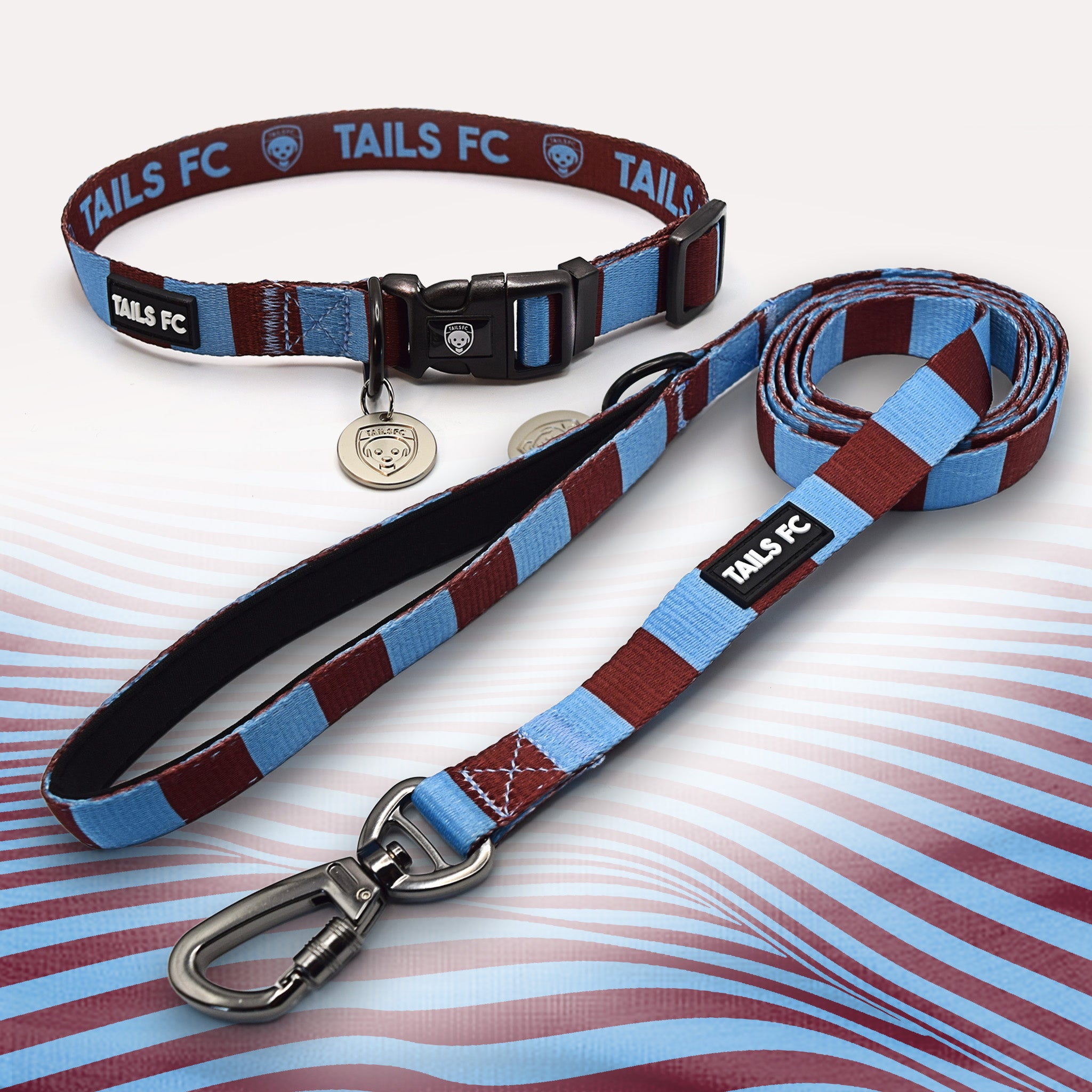West Ham Claret and Blue dog collar and leash.