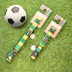 Yellow and Green Dog Set - Yellow & Green Stripe Football Dog Collar and Leash Set