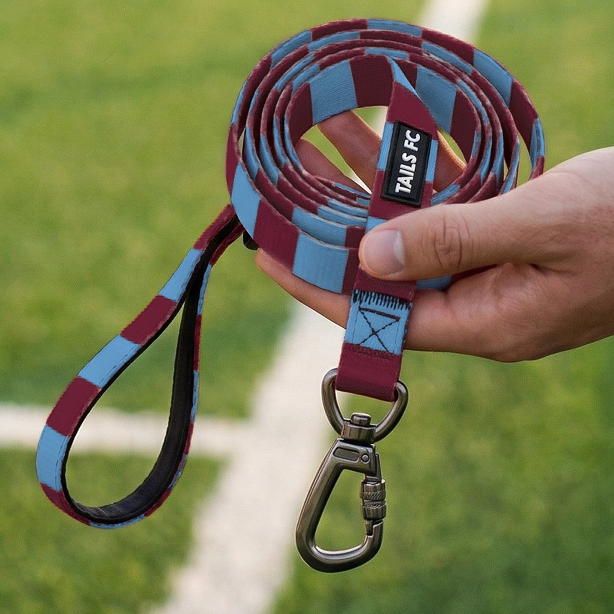Claret and Blue Pet Lead - Claret & Blue Stripe Football Pet Lead