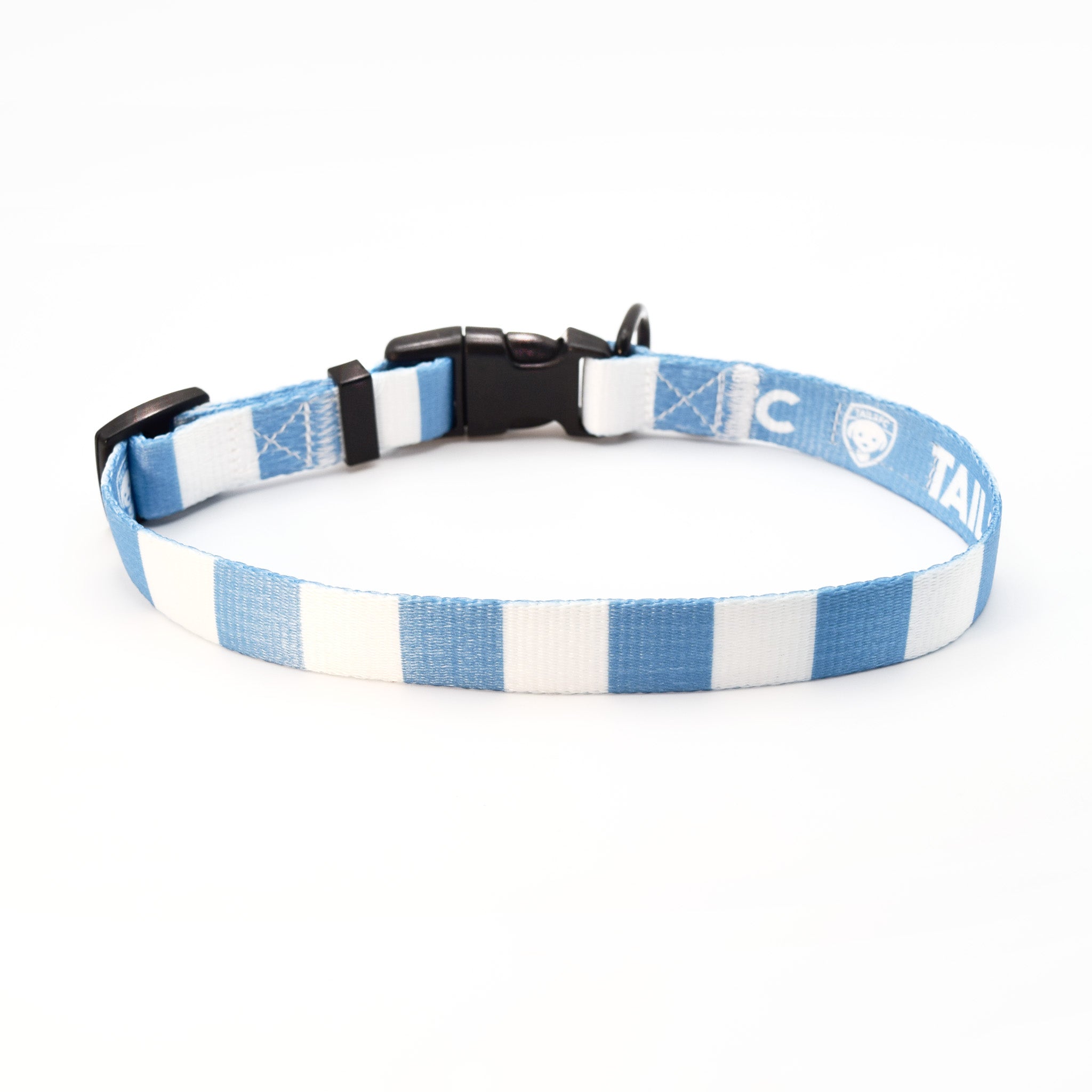 Argentina Dog Collar - Sky Blue & White Stripe Football Pet Collar