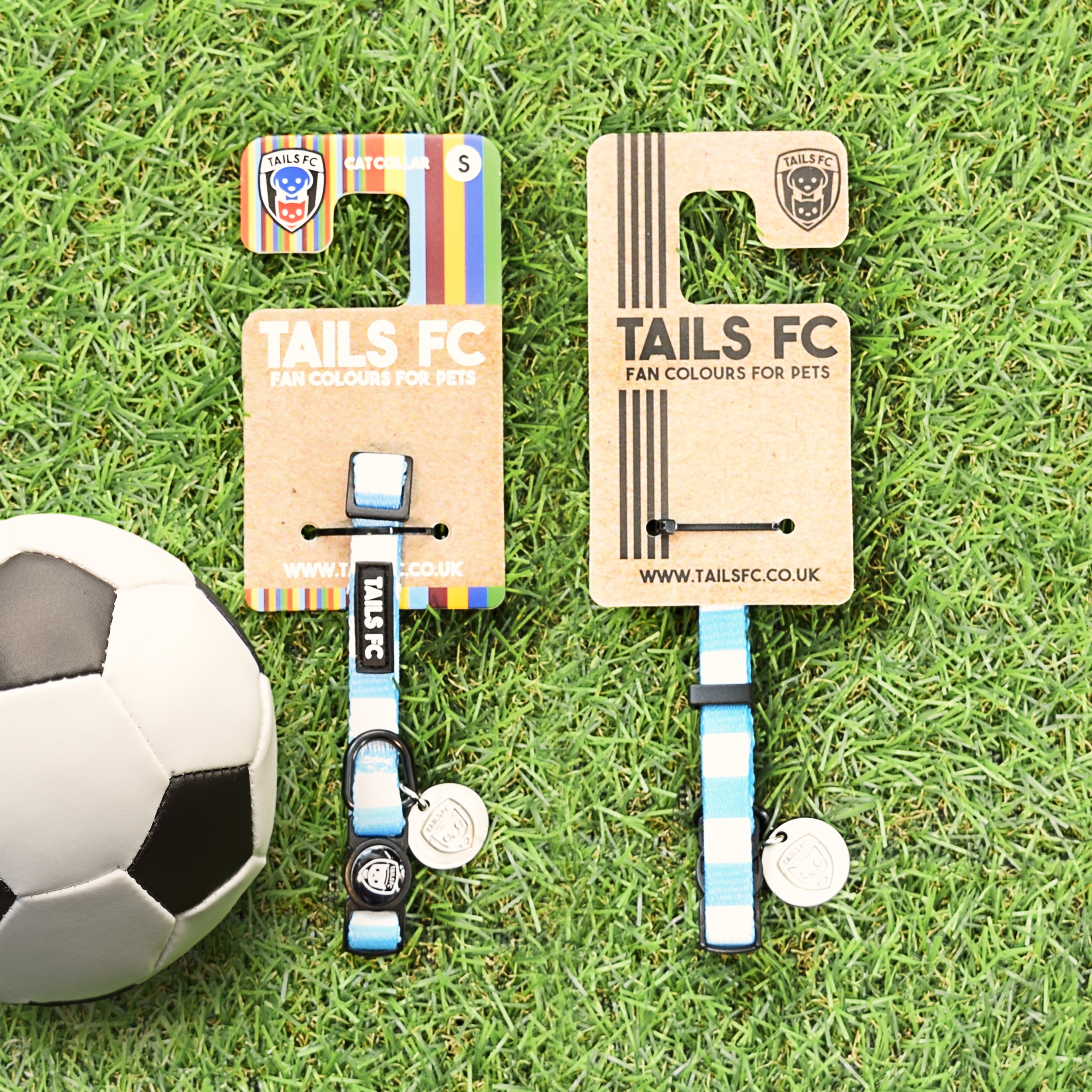Argentina Cat Collar - Sky Blue & White Stripe Football Pet Collar