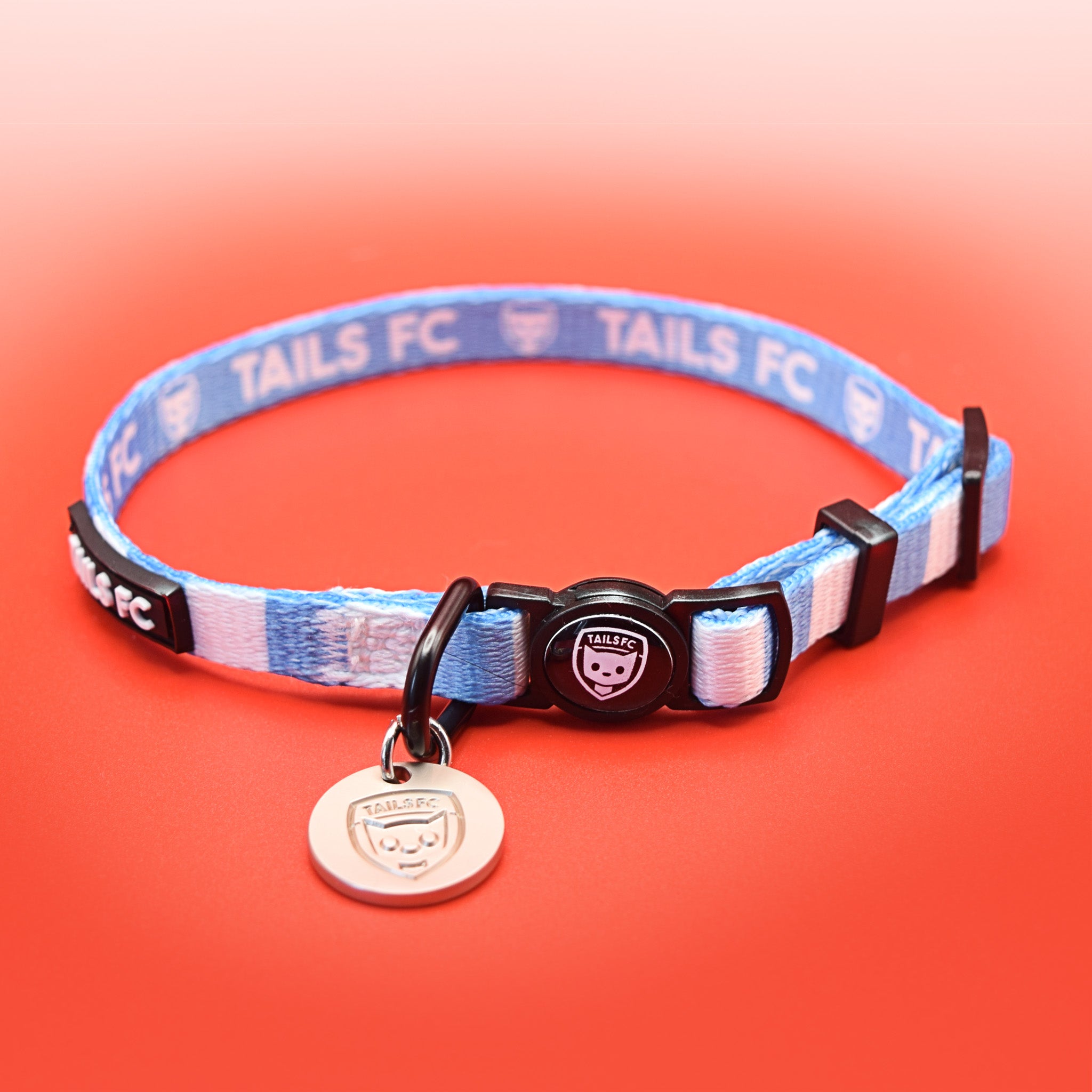 Argentina Cat Collar - Sky Blue & White Stripe Football Pet Collar
