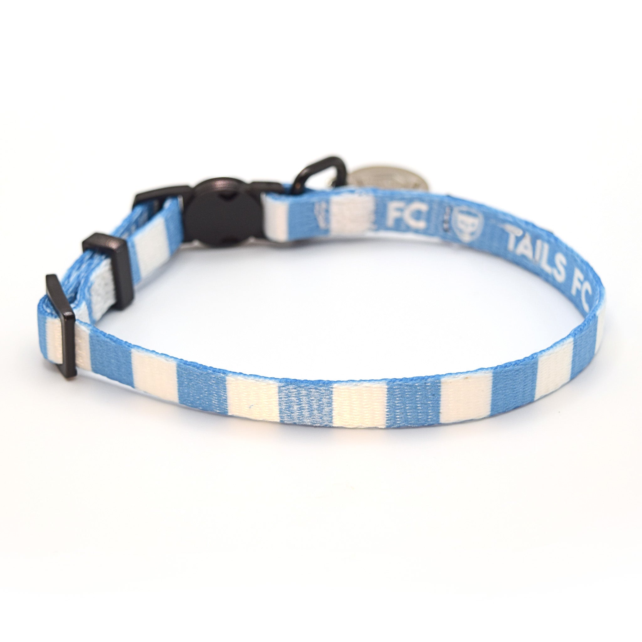 Argentina Cat Collar - Sky Blue & White Stripe Football Pet Collar