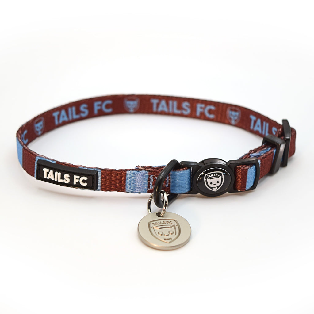 Aston Villa Cat Collar - claret & blue Stripe Football Pet Collar