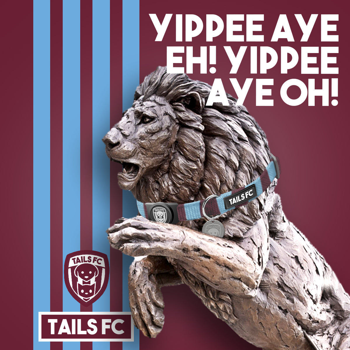 Aston Villa Cat Collar - claret & blue Stripe Football Pet Collar