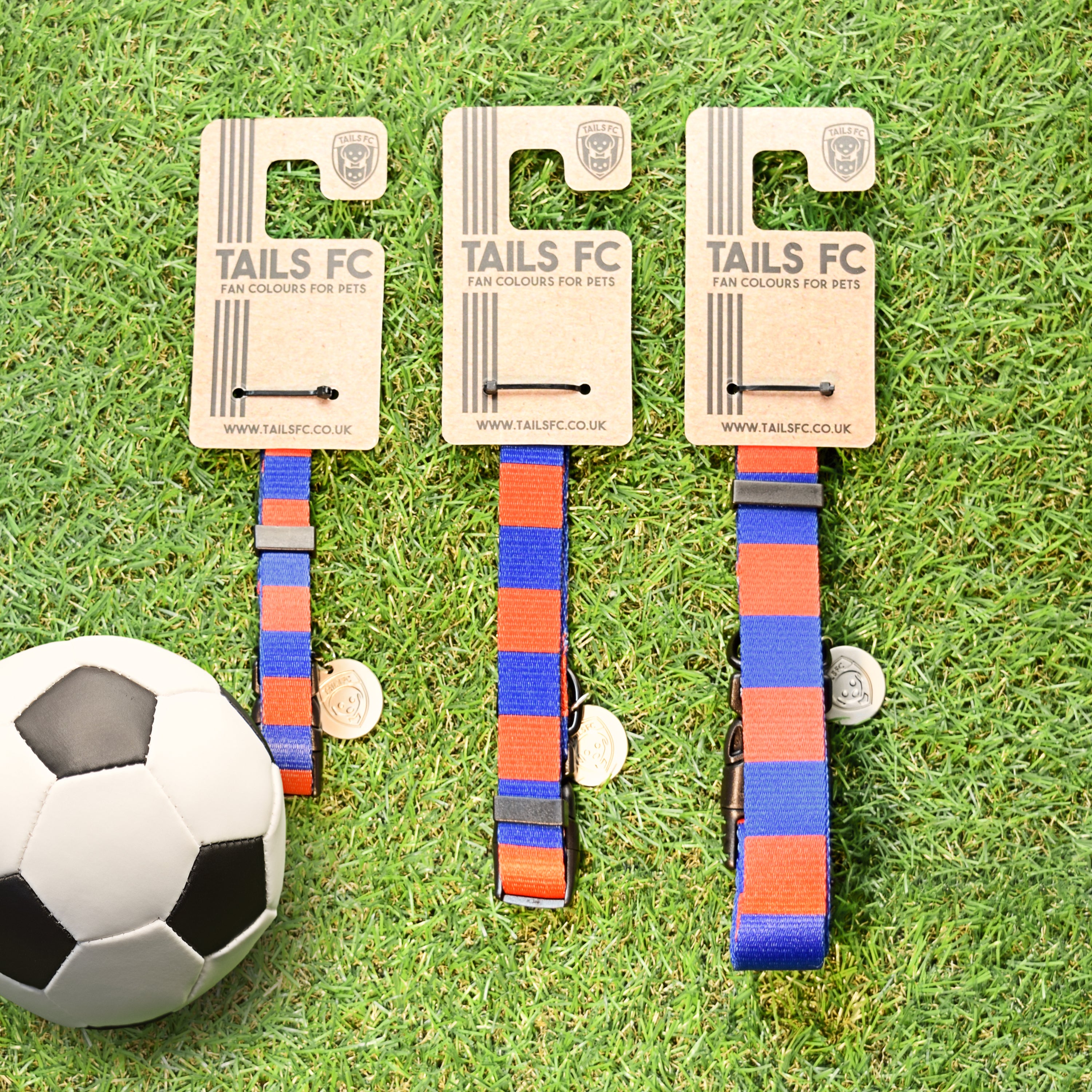 Barcelona Dog Collar - Red & Blue Stripe Football Pet Collar