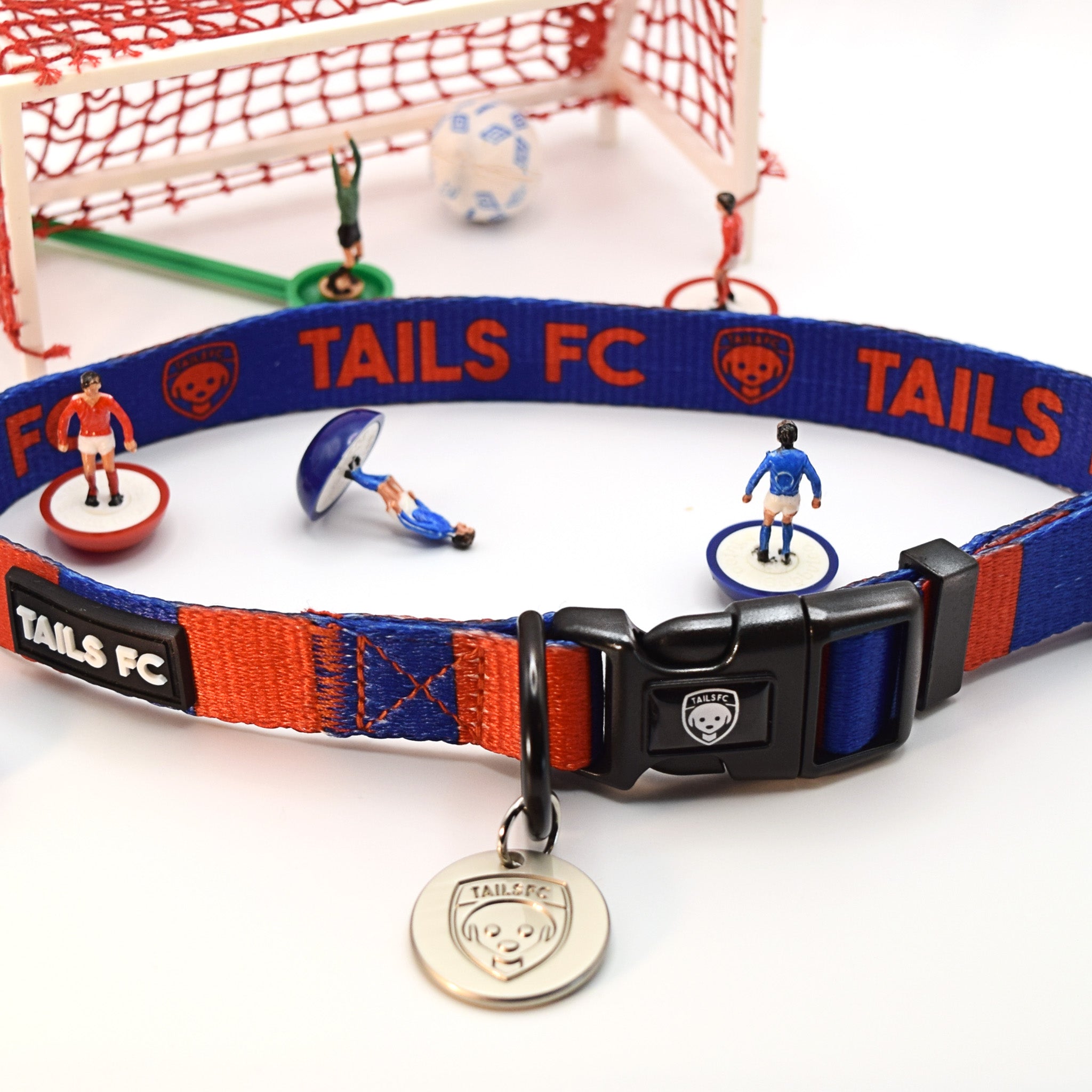 Barcelona Dog Collar - Red & Blue Stripe Football Pet Collar
