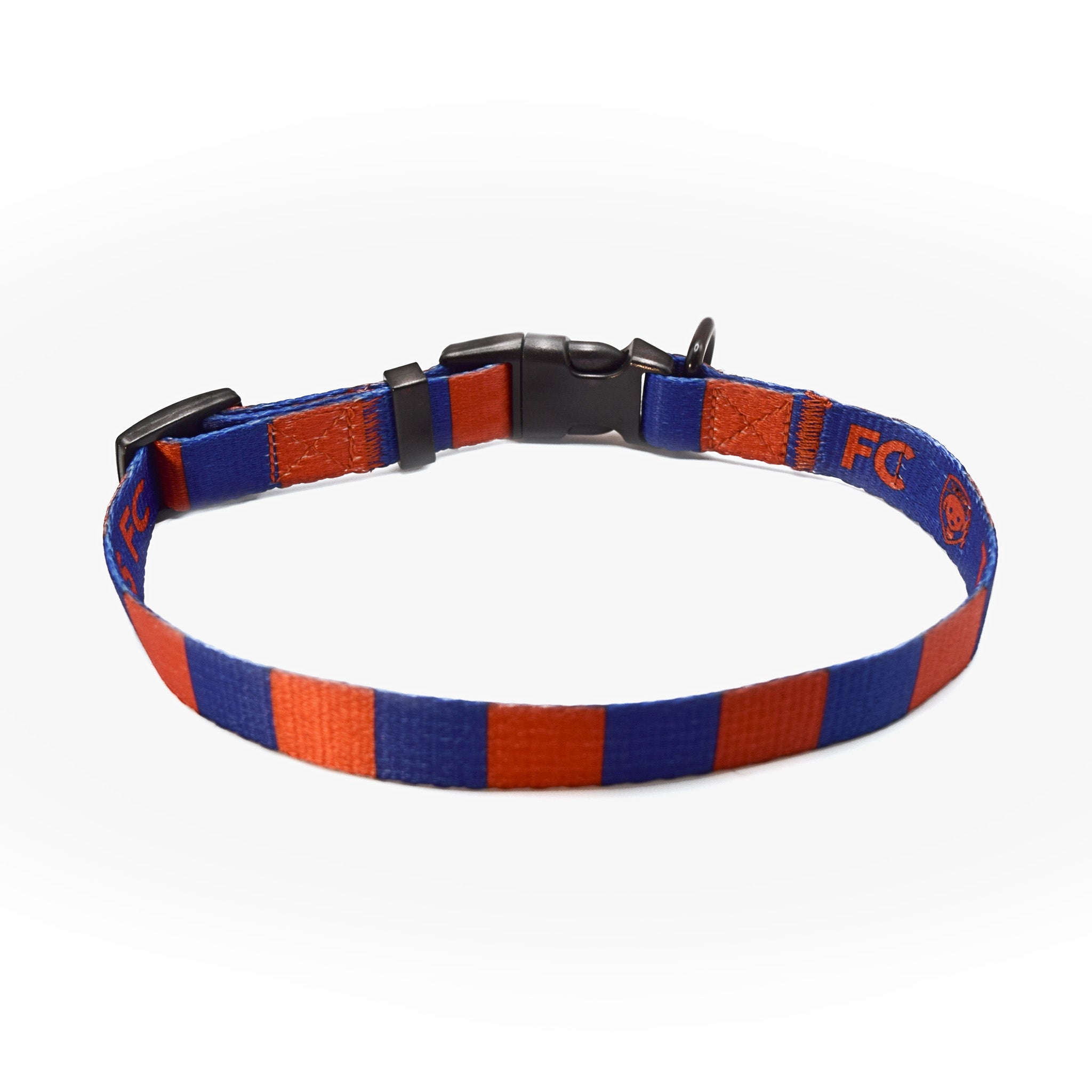 Barcelona Dog Collar - Red & Blue Stripe Football Pet Collar