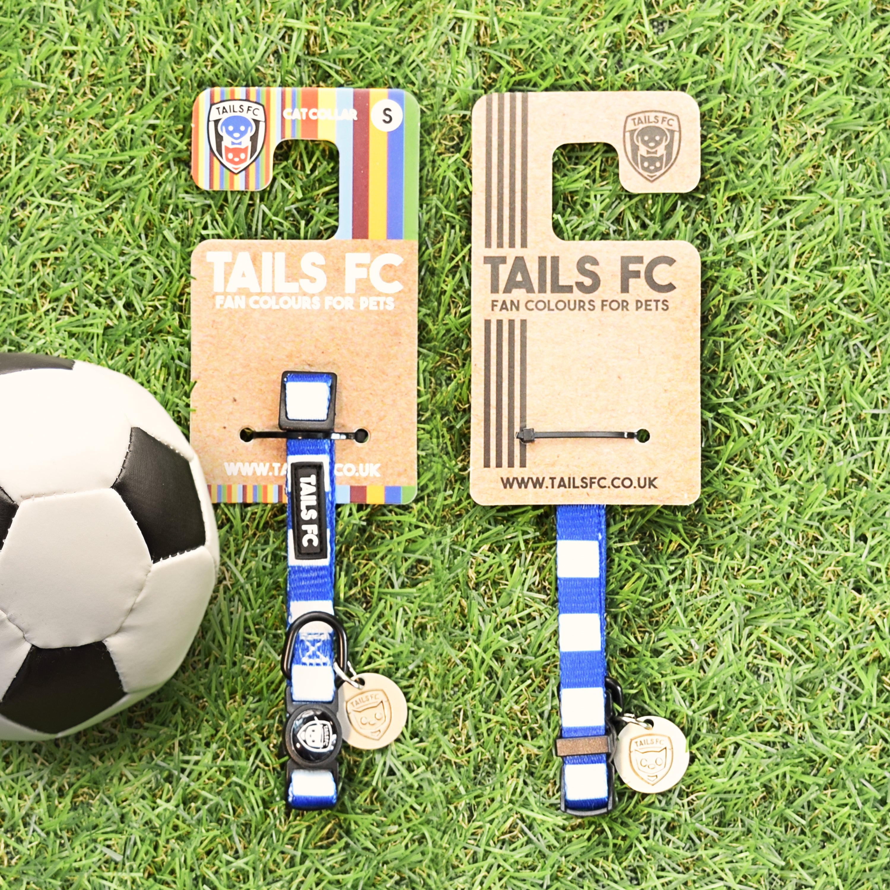 Birmingham Cat Collar - Blue & White Stripe Football Pet Collar
