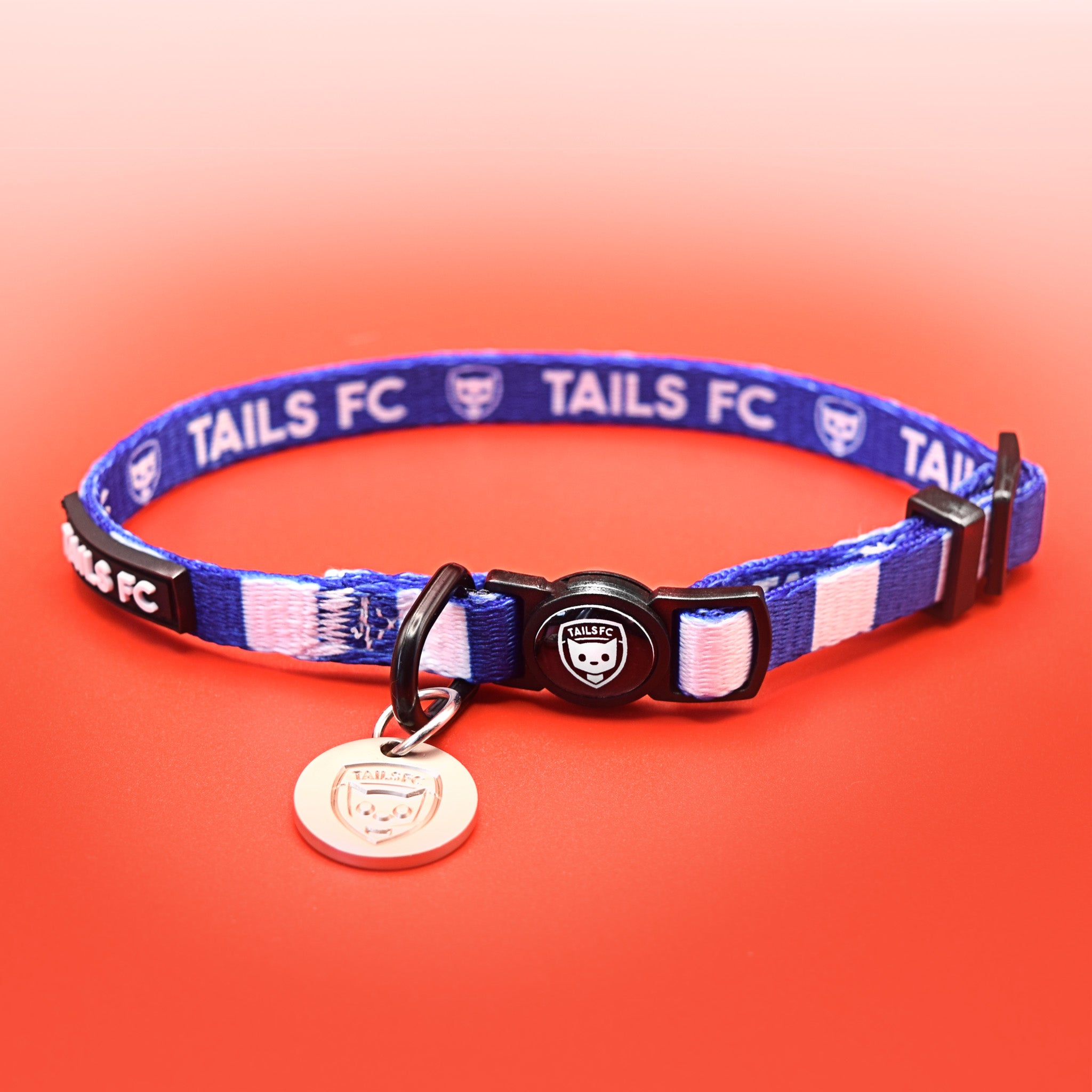 Birmingham Cat Collar - Blue & White Stripe Football Pet Collar