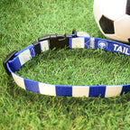 Blackburn Dog Collar - Blue & White Stripe Football Pet Collar